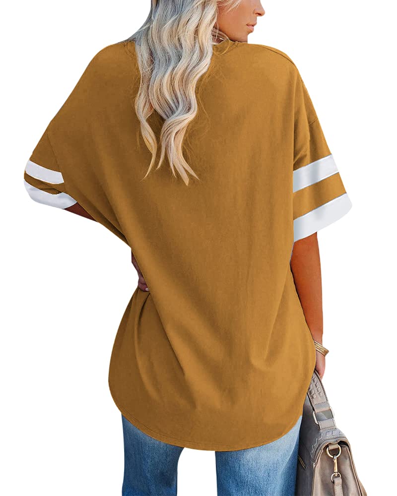 Ebifin Womens Oversized Tshirts V Neck Tee Shirts Half Sleeve Loose Fit T Shirt Cotton Tunic Tops 2024 - Image 2